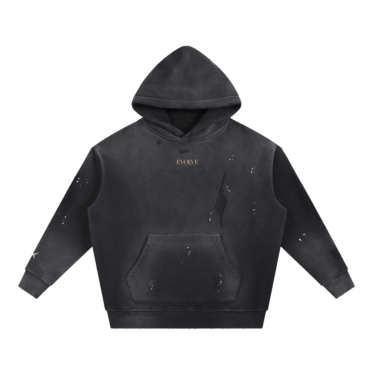 Vintage Washed Frayed Fleece Hoodie