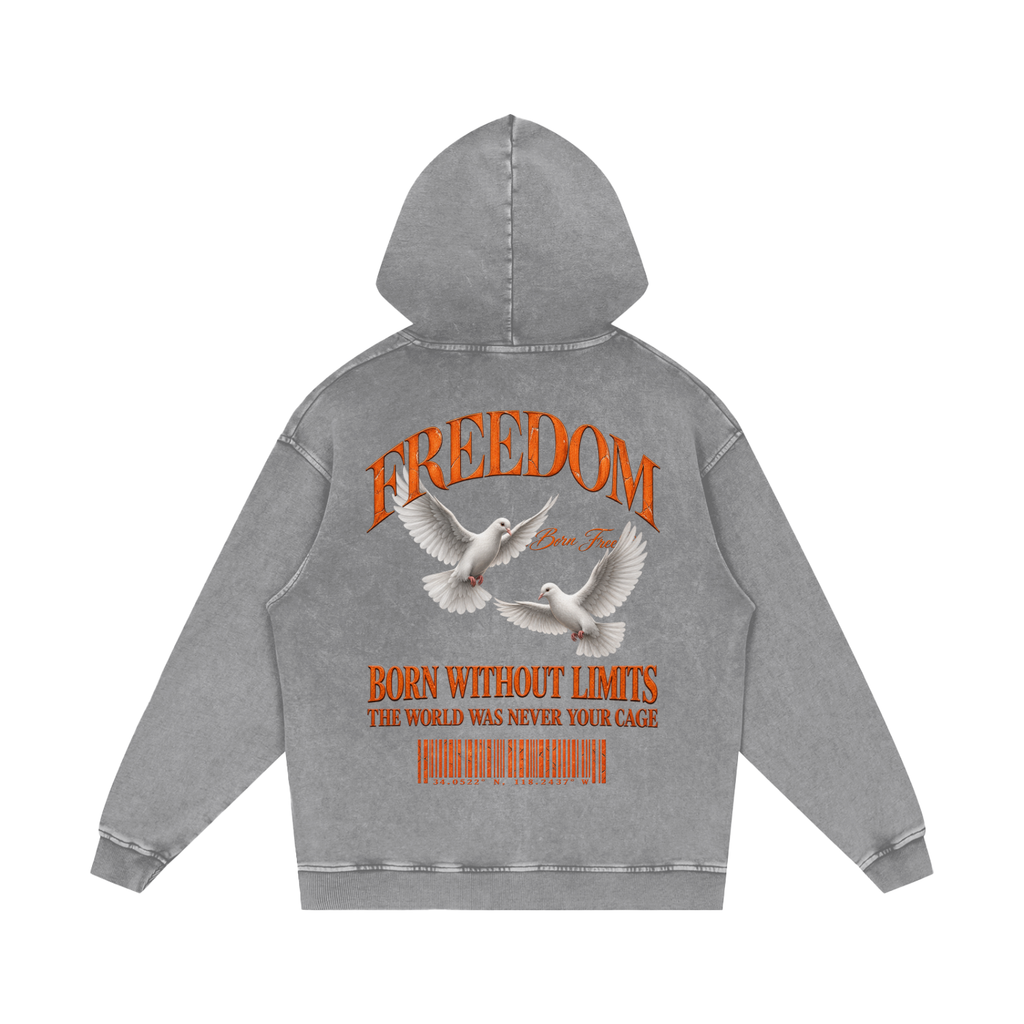Freedom Snow Washed Loose Cotton Hoodie