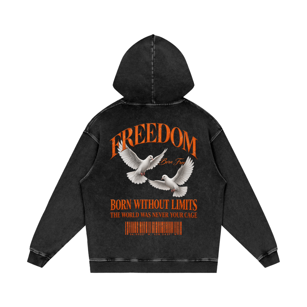 Freedom Snow Washed Loose Cotton Hoodie