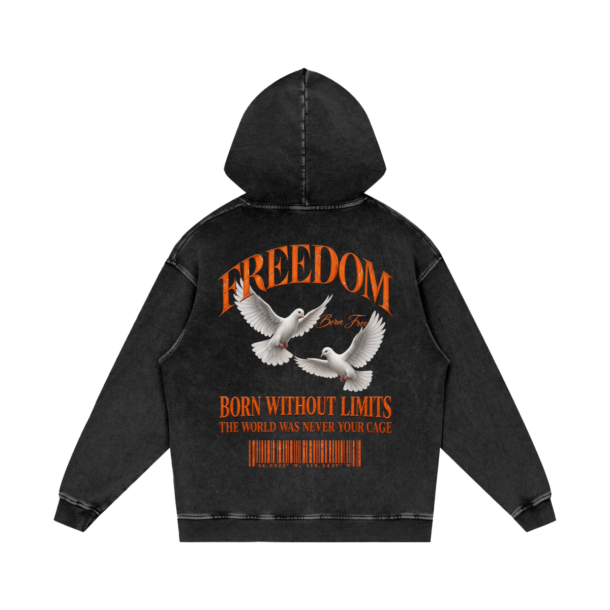 Freedom Snow Washed Loose Cotton Hoodie