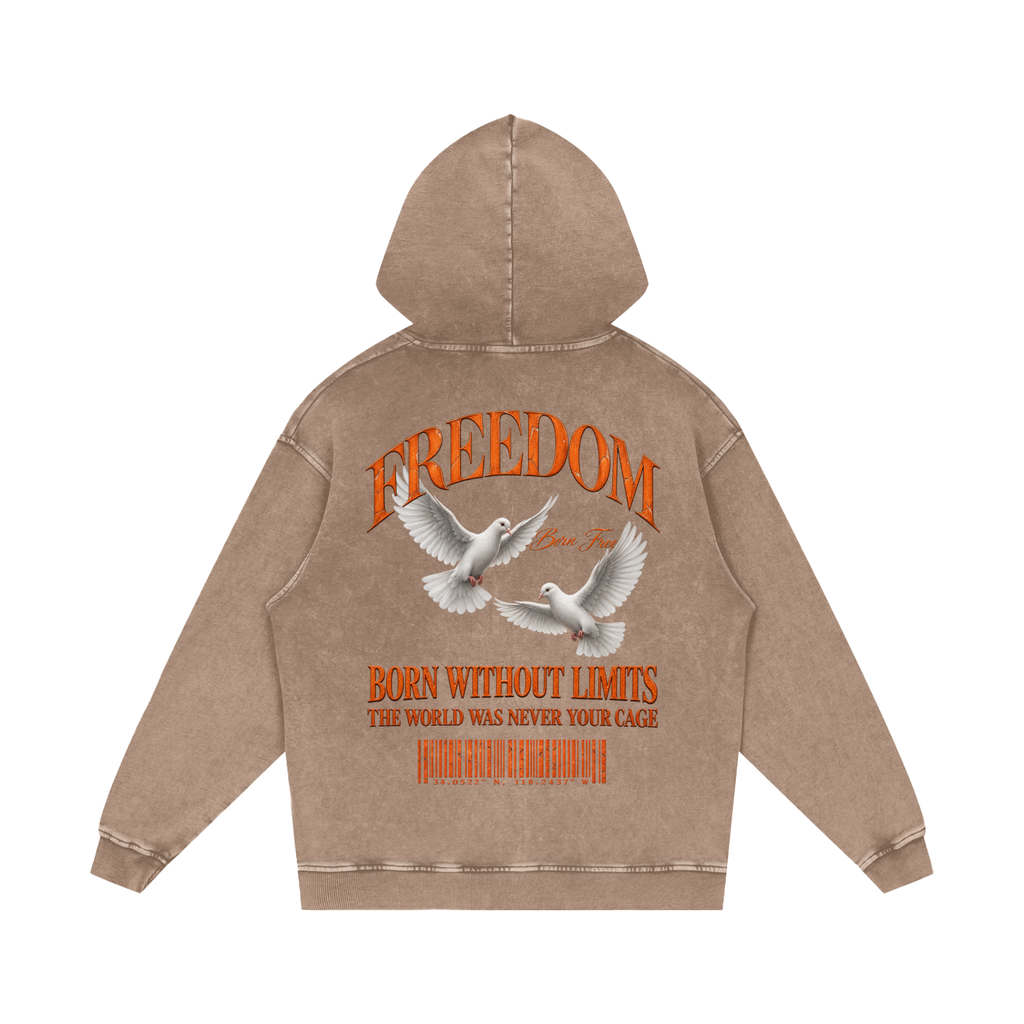 Freedom Snow Washed Loose Cotton Hoodie