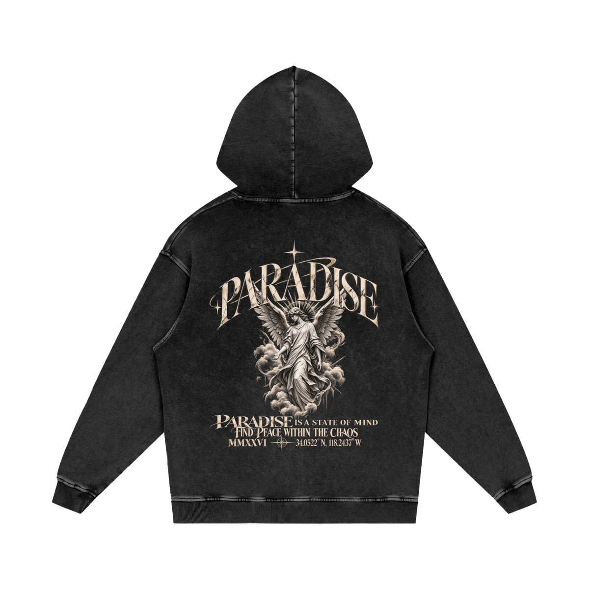 Paradise Snow Washed Loose Cotton Hoodie