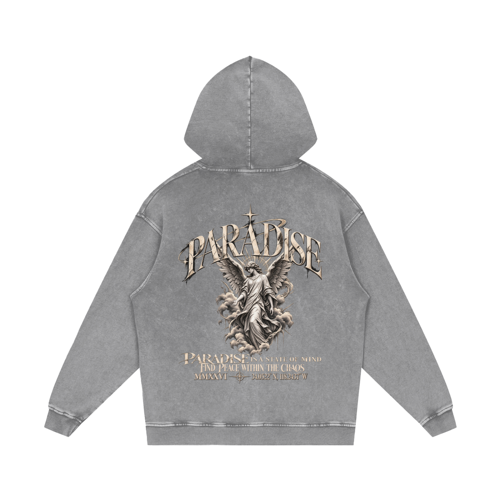 Paradise Snow Washed Loose Cotton Hoodie