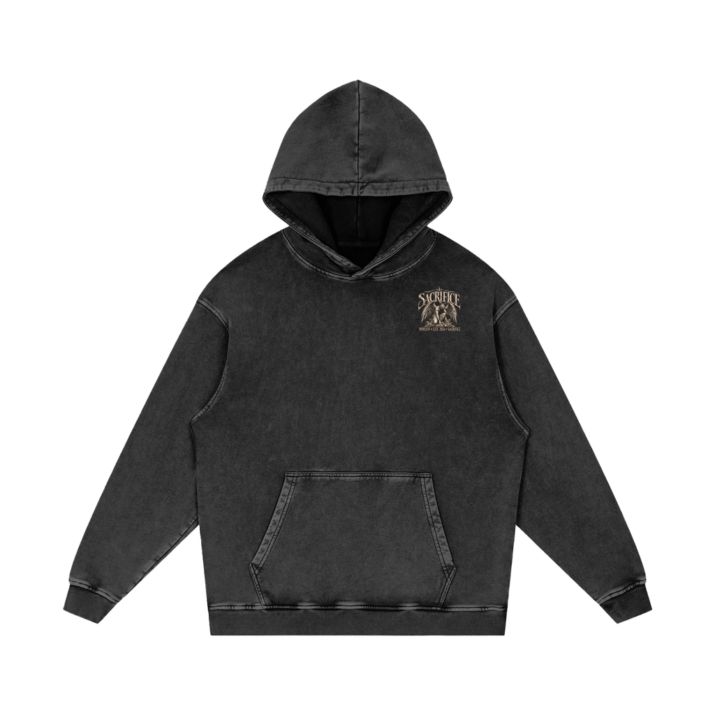 Sacrifice Snow Washed Loose Cotton Hoodie