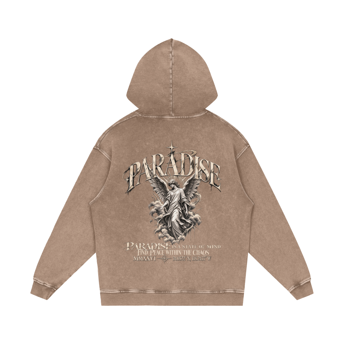 Paradise Snow Washed Loose Cotton Hoodie